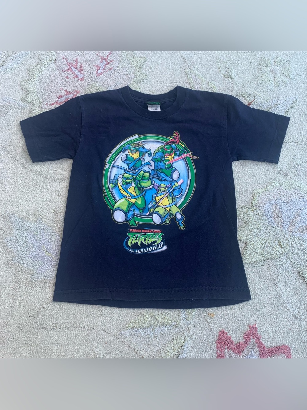 Vintage 2003 TMNT "Fast Forward" Kids Graphic T-Shirt BlackSize Youth L